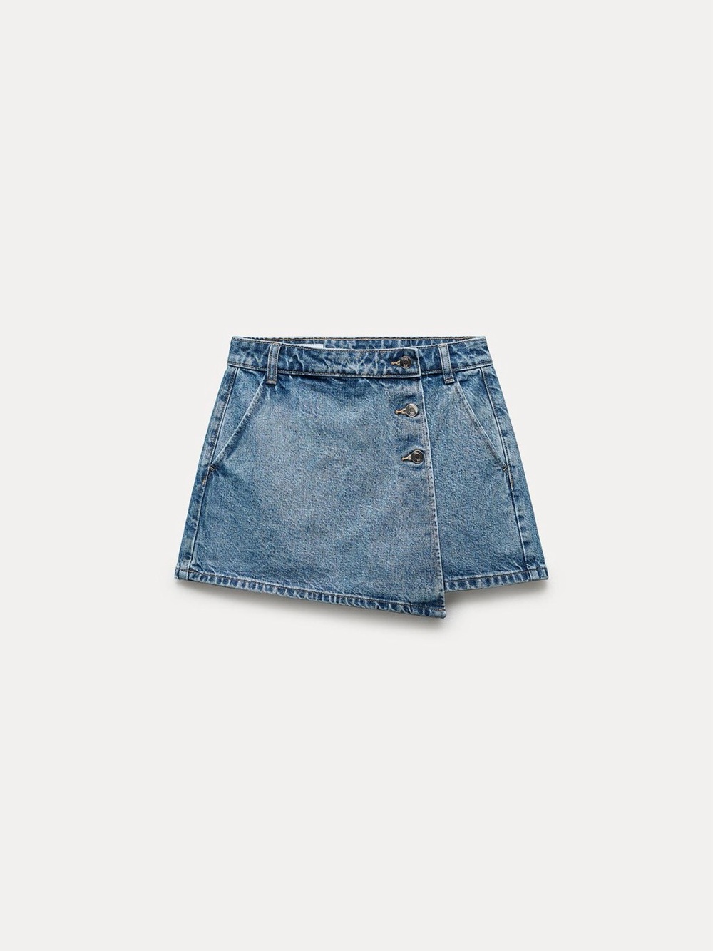 Zara Blue Denim Wrap Mini Skort